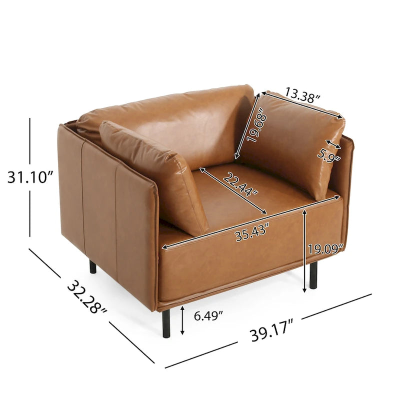 Brown 39.17 Accent Chair with Metal Legs