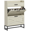 Shoe Cabinet with Doors, 6-Tier Shoe Storage Cabinet with Adjustable Shelves, Wooden Shoes Rack Shoe Storage Organizer