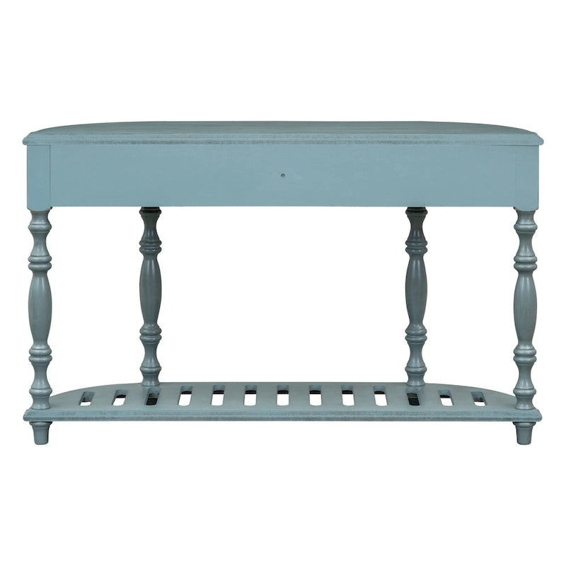 52'Curved Console Table Sofa Table Entryway Table for Hallway Living Room with 4 Drawers and 1 Shelf