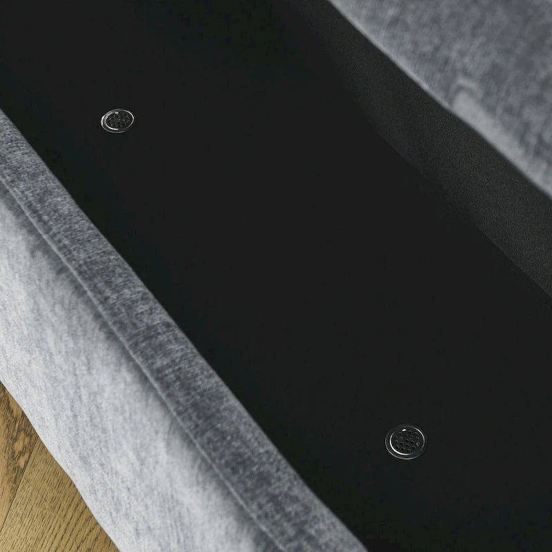 GDFStudio - Evelyn Chenille Upholstered Storage Bench with Turned Legs for Elegant Spaces