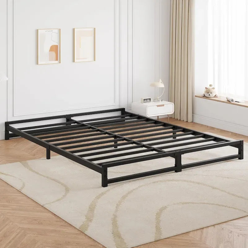 Metal Platform Bed Frame with Steel Slats Support