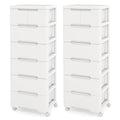 Costway 2 PCS 7-Drawer Plastic Rolling Storage Cart with 4 Universal - See Details