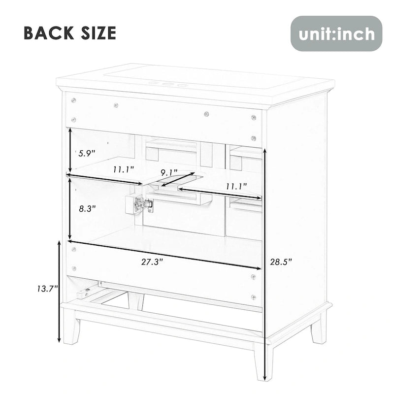 30 Bathroom Floor Storage Cabinet, Bathroom Vanity With Doors, Drawers, Adjustable Shelf Bathroom Cabinet