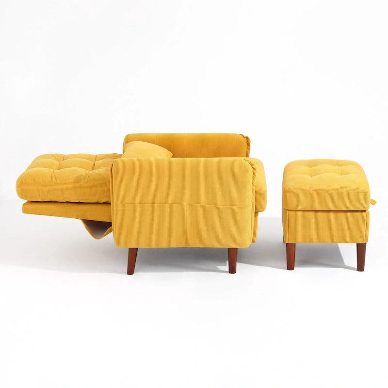 Accent Chair and Storage Ottoman Set with Adjustable Backrest