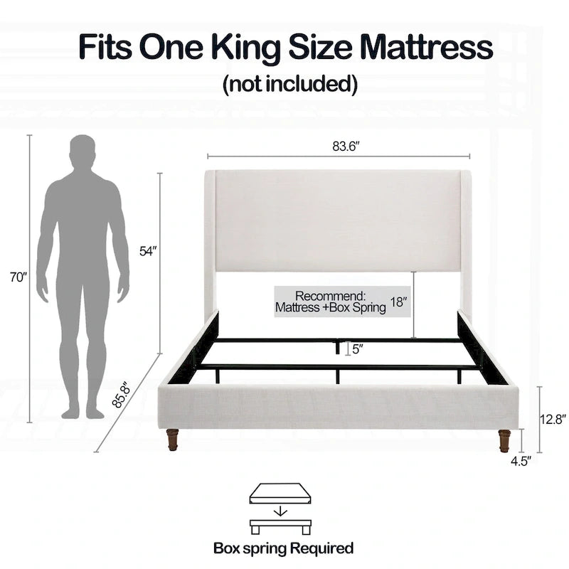 Graceful Wingback Upholstered King Bed for Dreamy Nights