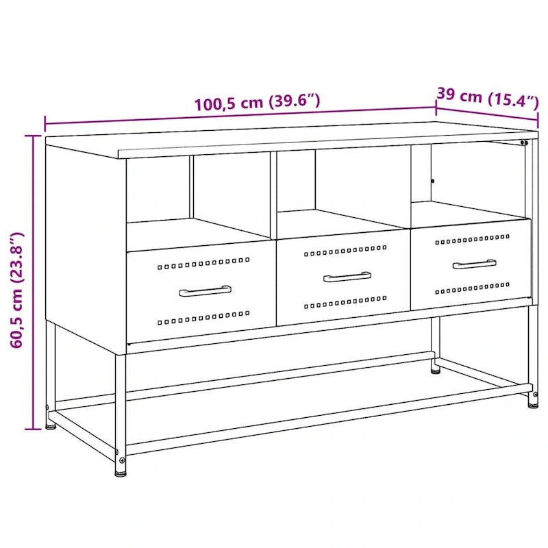 vidaXL TV Stand Entertainment Center Media Unit Living Room Furniture Steel - 15.4 x 39.6 x 23.8