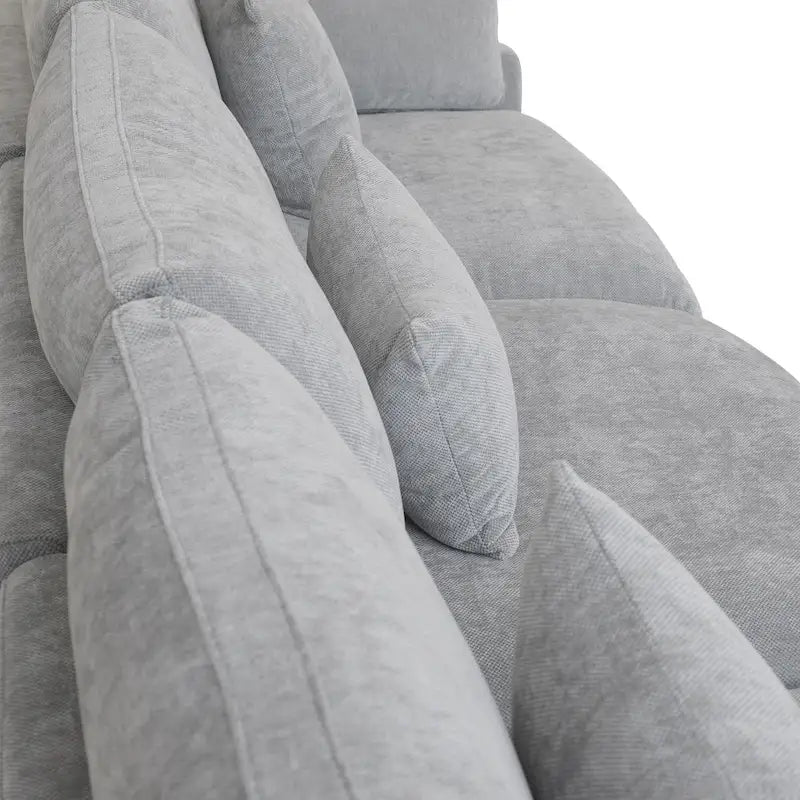 Classic Modern Linen Sectional Modular Sofa 3-Seater with 2 Ottomans, U-shaped Down Filled Cloud Couch with Cushions