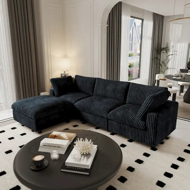 Oversized Deep Plush Cloud Sofa Couch, Modular Sectional Sofa with Ottoman