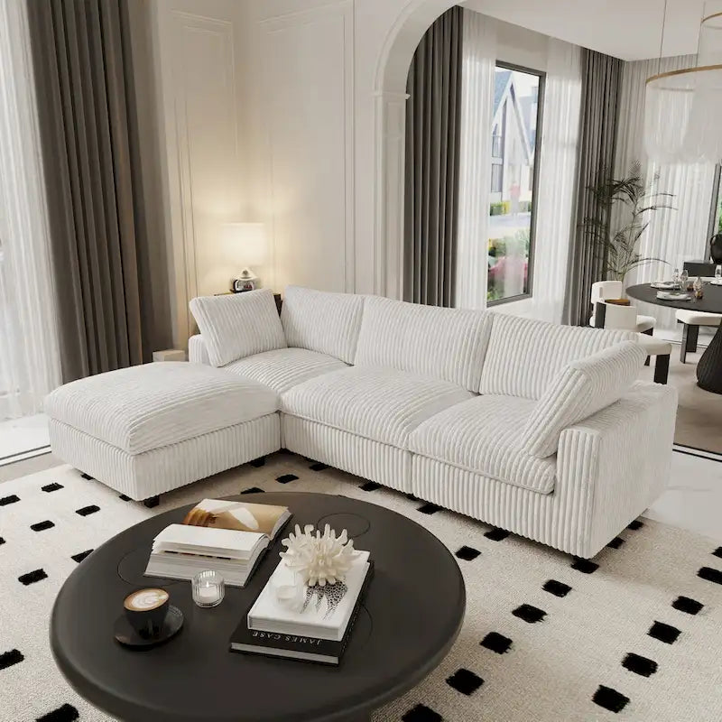 Oversized Deep Plush Cloud Sofa Couch, Modular Sectional Sofa with Ottoman