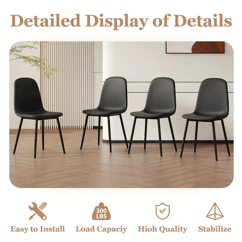 5 Piece Dining Room Set Kitchen Table Set with Square O-Shaped Legs, 4 Upholstered Dining Chairs for 4 People