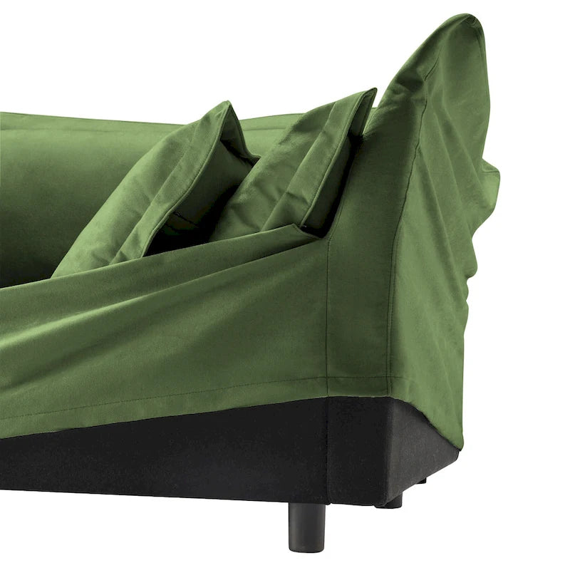 73.2 Chenille Modular 3-Seat Sofa with Removable Washable Covers And Multiple Pillows