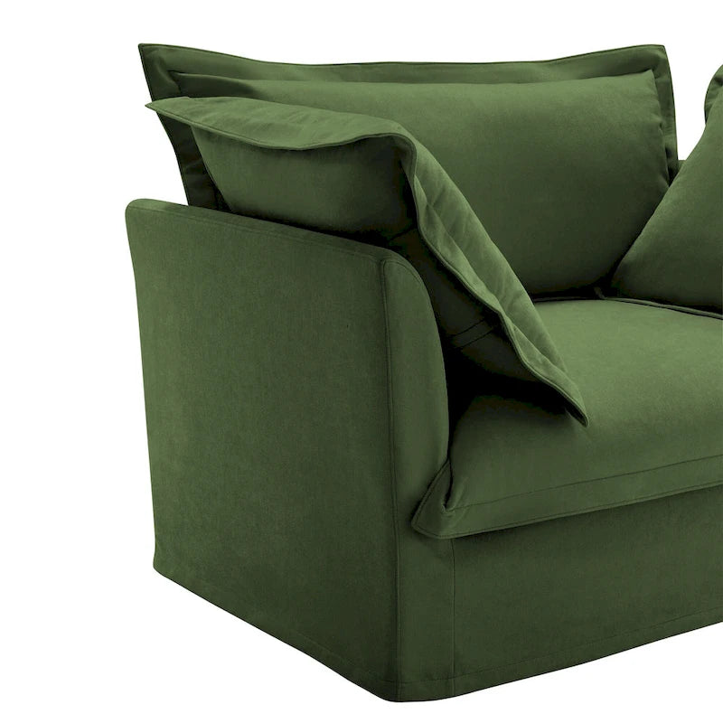 73.2 Chenille Modular 3-Seat Sofa with Removable Washable Covers And Multiple Pillows