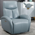 270 Genuine Leather Swivel and Rocker Power Recliner Chair for Elderly, Lving Room Single Sofa w/Lumbar Support & Rolled Arms
