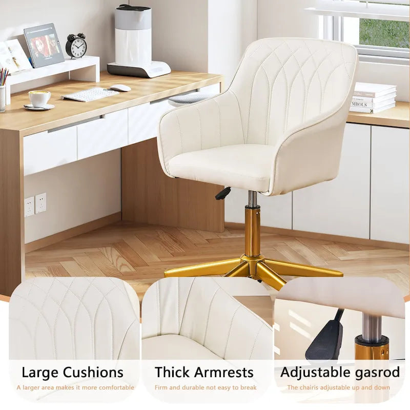 VECELO Modern Home Office Chairs Height Adjustable 360 Swivel Task Chair with Metal Base