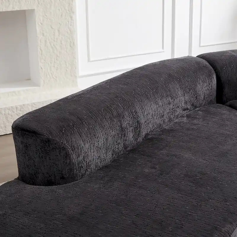 114 Chenille Deep-Seat Sectional Sofa with 4 Pillows