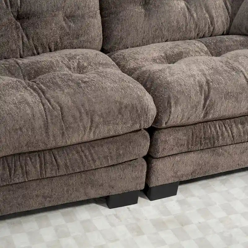 84 Upholstered 3-Seater Sofa with Memory Foam & Comfort Pillows