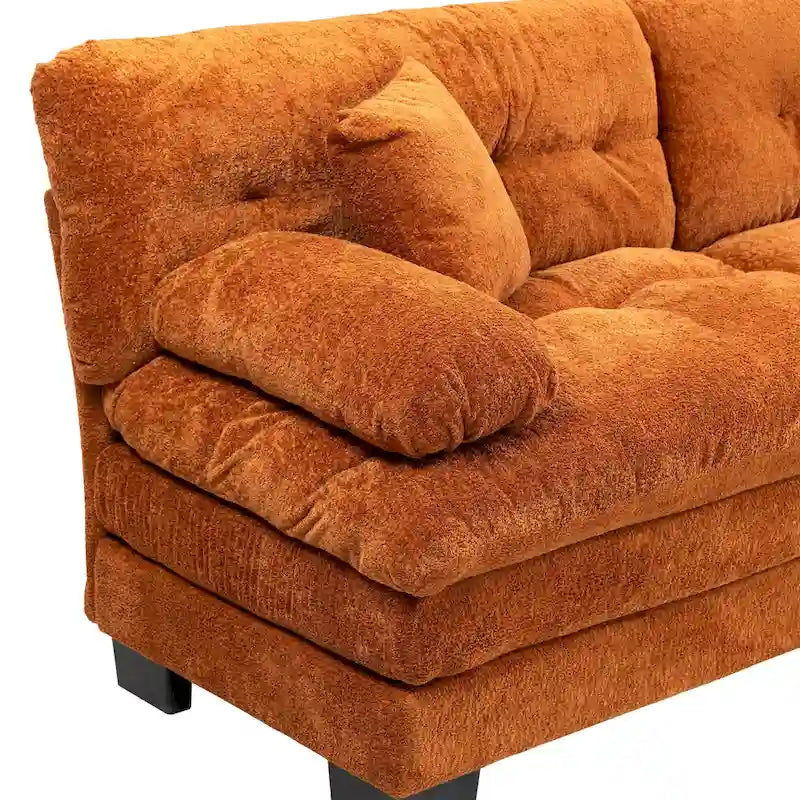 84 Upholstered 3-Seater Sofa with Memory Foam & Comfort Pillows