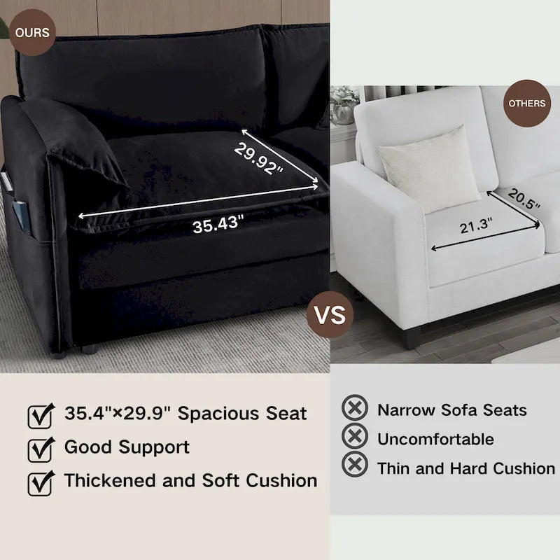 3-Piece Chenille Cloud Sofa & Armchair Set with Deep Seats & 3 Pillows