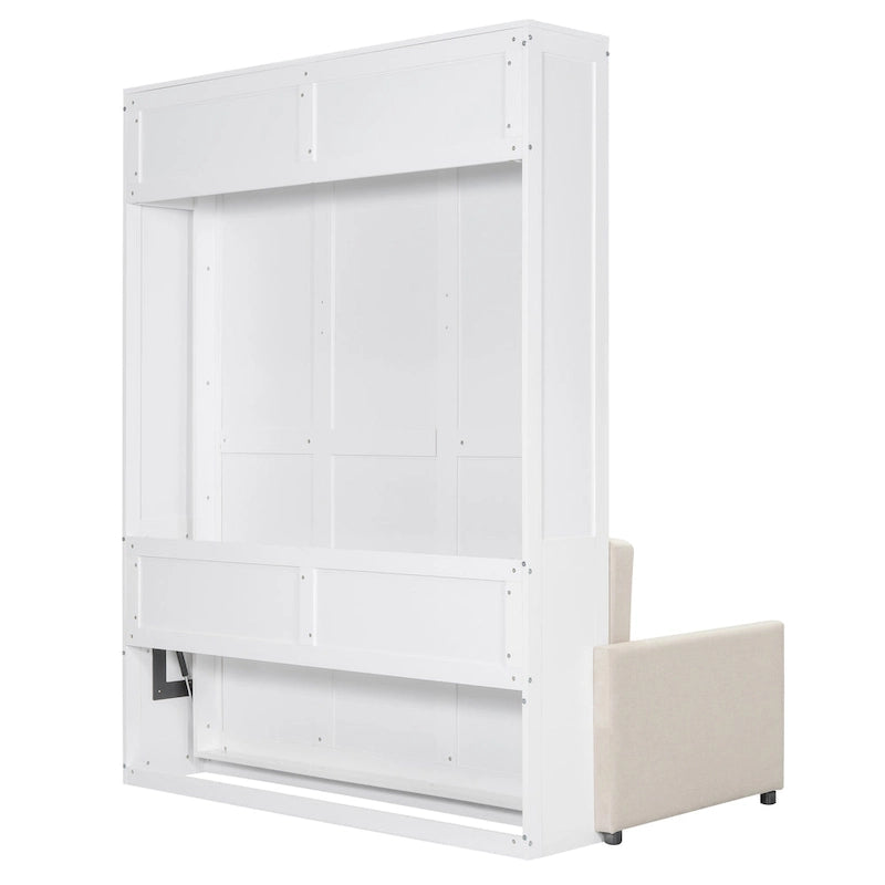 Queen Size Multifunctional Design Murphy Bed with Cushion and Storage Space for Bedroom