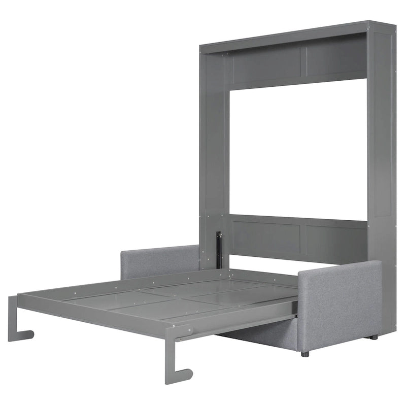 Queen Size Multifunctional Design Murphy Bed with Cushion and Storage Space for Bedroom