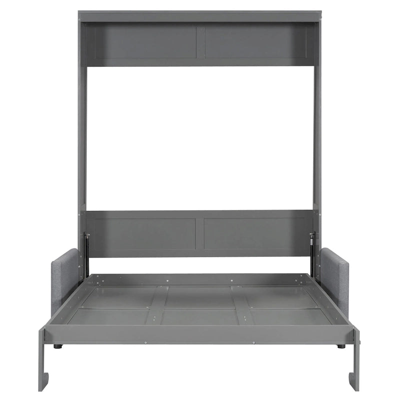 Queen Size Multifunctional Design Murphy Bed with Cushion and Storage Space for Bedroom