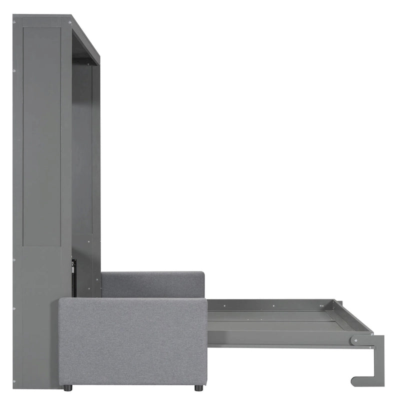 Queen Size Multifunctional Design Murphy Bed with Cushion and Storage Space for Bedroom