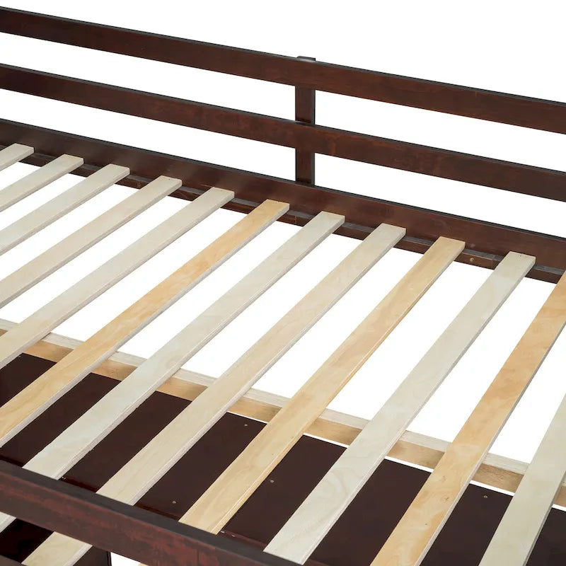 Wood Loft Bed with 7 Drawers 2 Shelves, Ladder and Desk for Kids, Bedroom