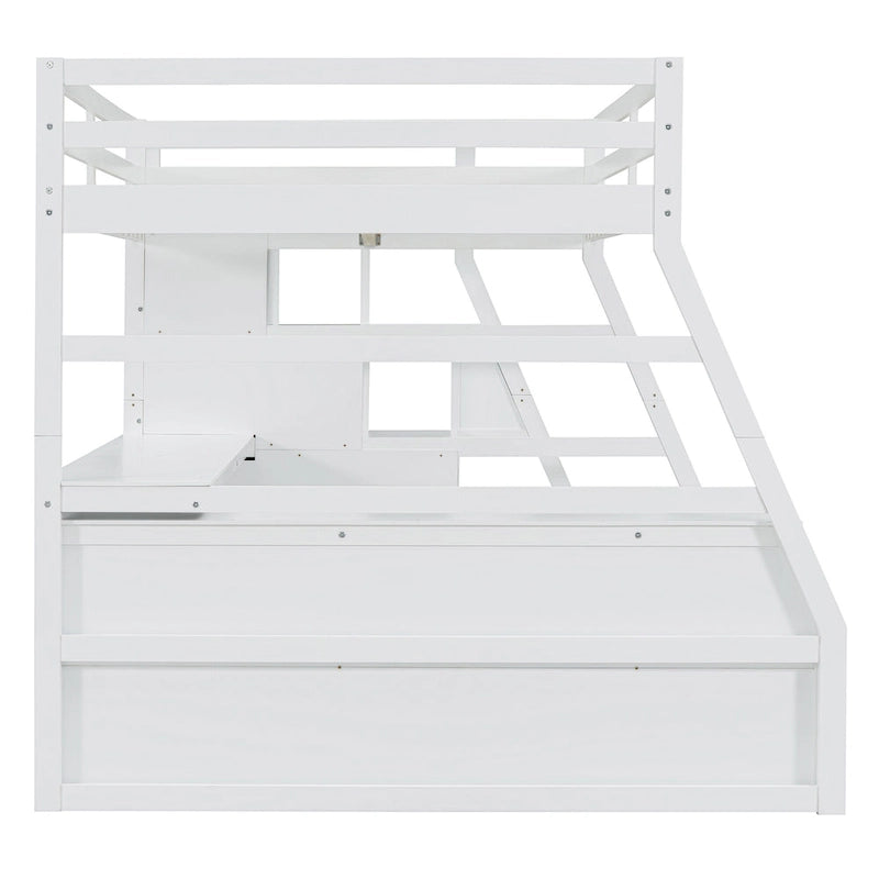 Wood Loft Bed with 7 Drawers 2 Shelves, Ladder and Desk for Kids, Bedroom