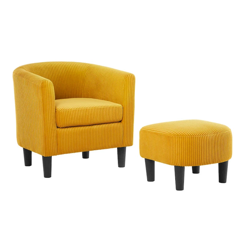 26.38 Corduroy Arm Chair with Ottoman