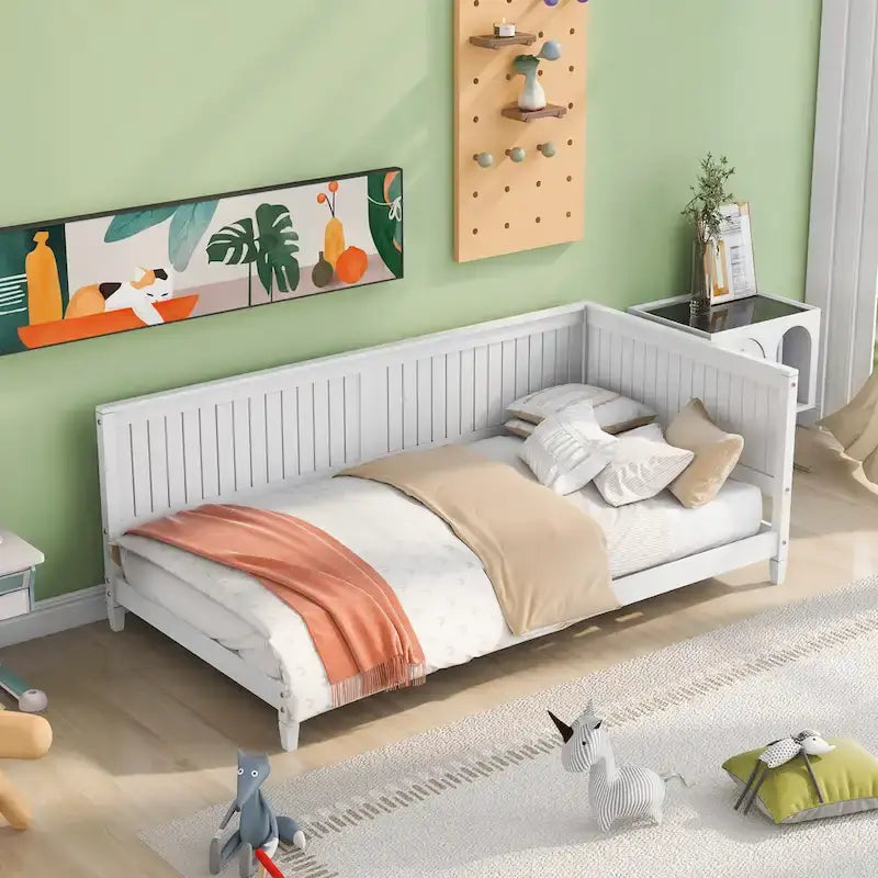 Wooden Daybed with Backrest & Armrest
