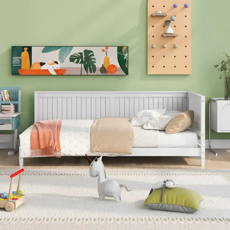 Wooden Daybed with Backrest & Armrest