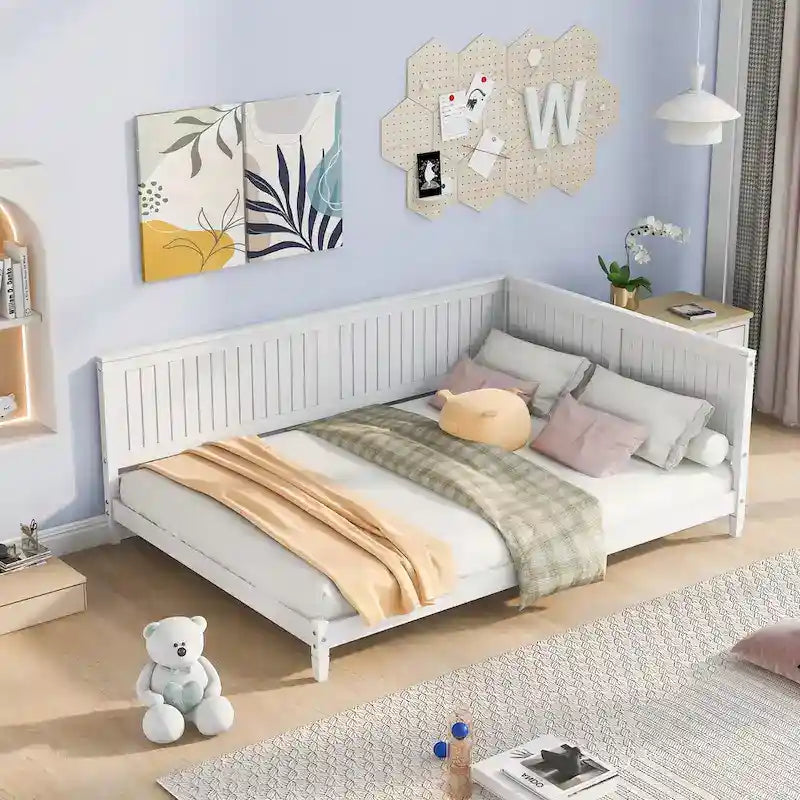 Wooden Daybed with Backrest & Armrest