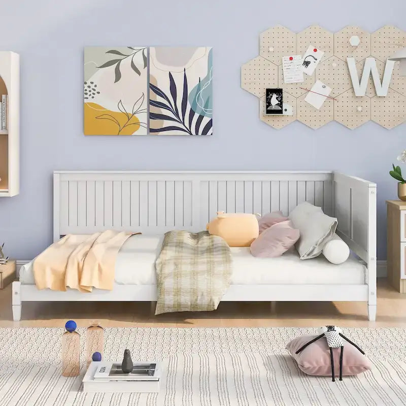 Wooden Daybed with Backrest & Armrest
