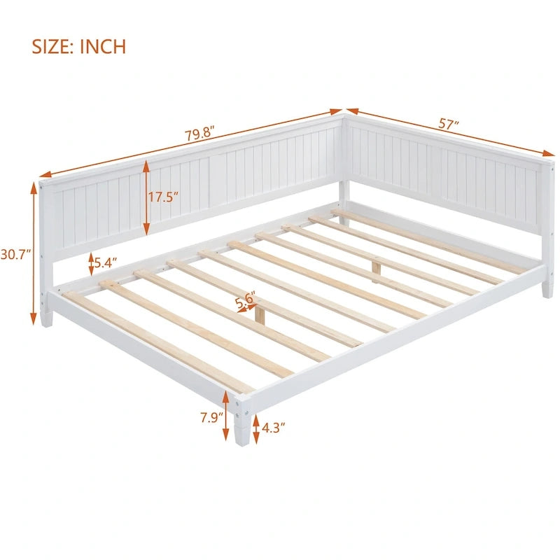 Wooden Daybed with Backrest & Armrest