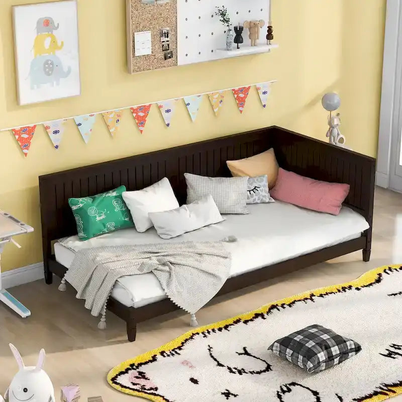 Wooden Daybed with Backrest & Armrest