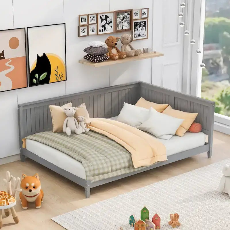 Wooden Daybed with Backrest & Armrest