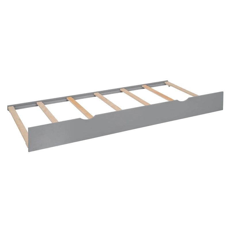 Gray Queen Size Wooden Platform Bed with Cabinet, Shelf, and Sockets