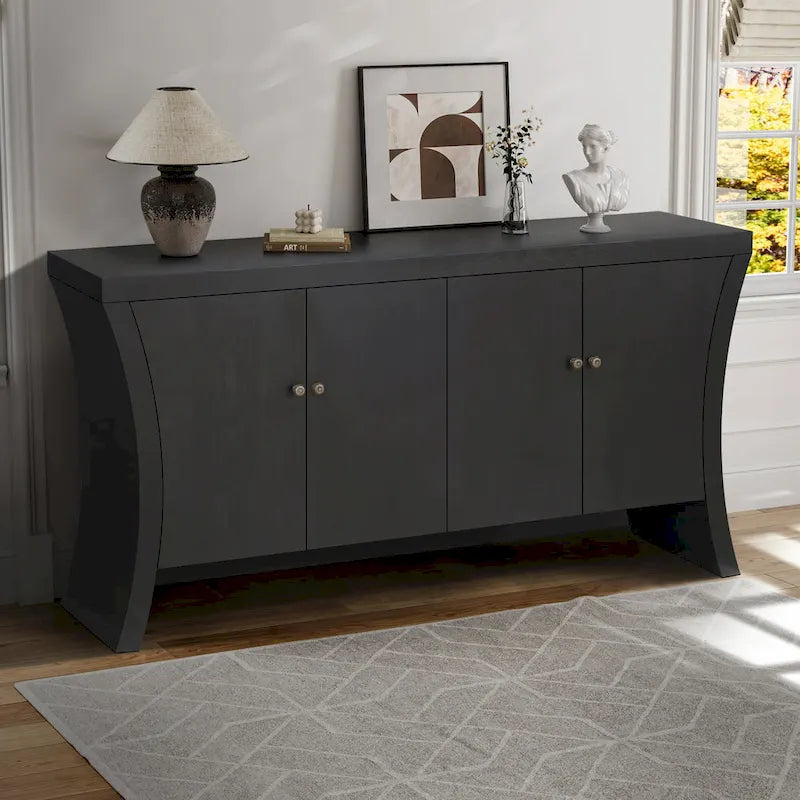 Sideboard Buffet Cabinet with Storage, 59 Large Modern Sideboards, Wooden Accent Credenza Storage Cabinet
