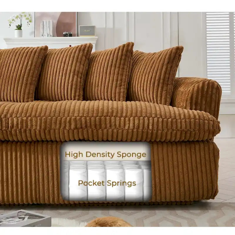127 Large Sectional Sofa,Modular L Shaped Left Sofa,Corduroy Fabric