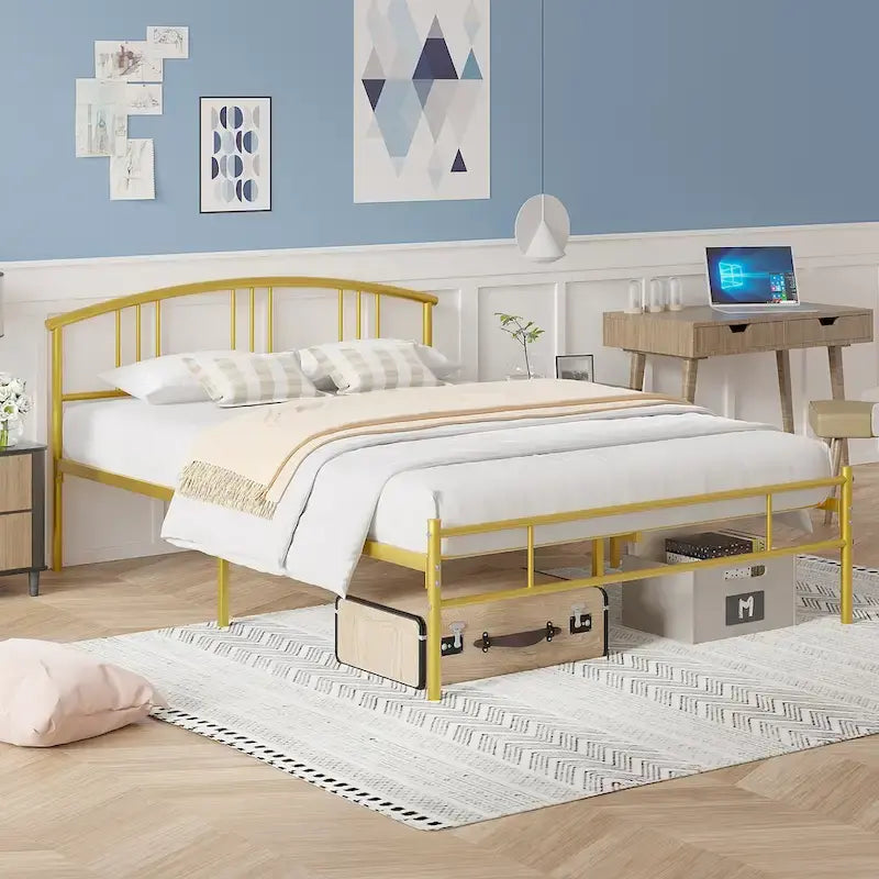 VECELO Bed Frame with Headboard & Metal Slat,Easy Set up- Twin/Full/QueenSize Bed