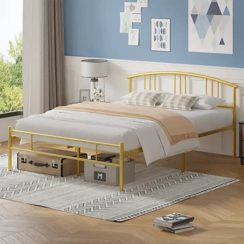 VECELO Bed Frame with Headboard & Metal Slat,Easy Set up- Twin/Full/QueenSize Bed