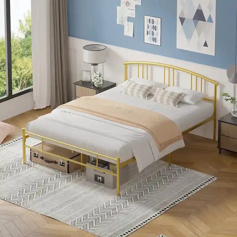VECELO Bed Frame with Headboard & Metal Slat,Easy Set up- Twin/Full/QueenSize Bed