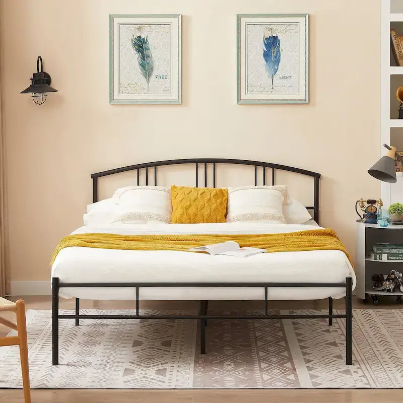 VECELO Bed Frame with Headboard & Metal Slat,Easy Set up- Twin/Full/QueenSize Bed