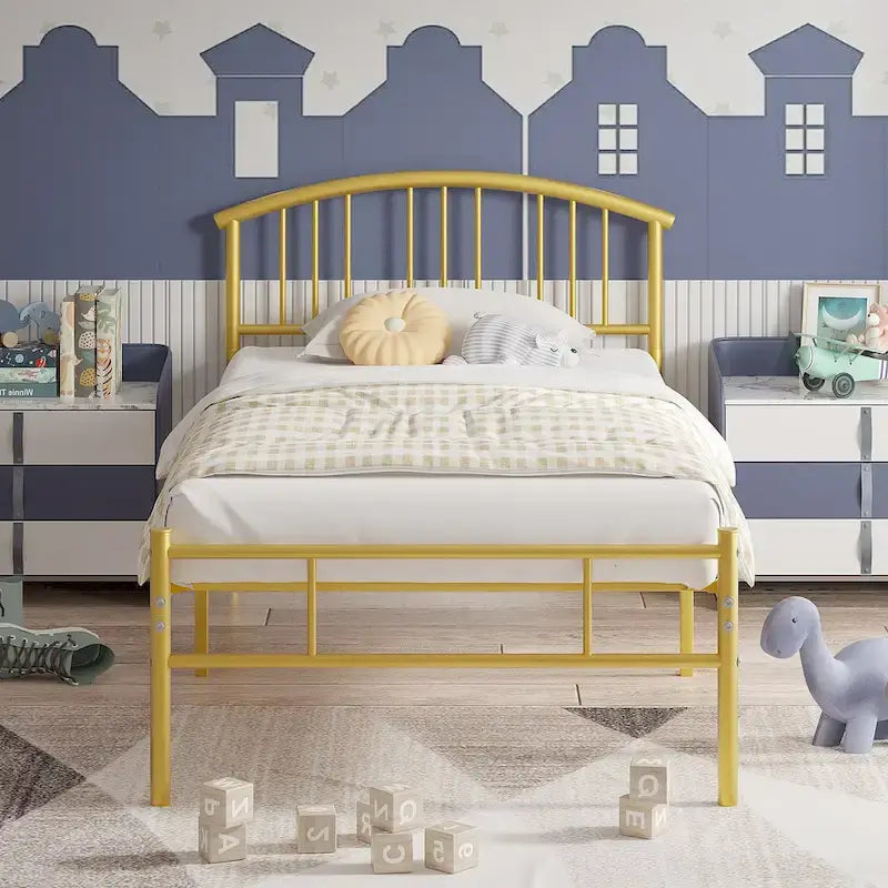 VECELO Bed Frame with Headboard & Metal Slat,Easy Set up- Twin/Full/QueenSize Bed