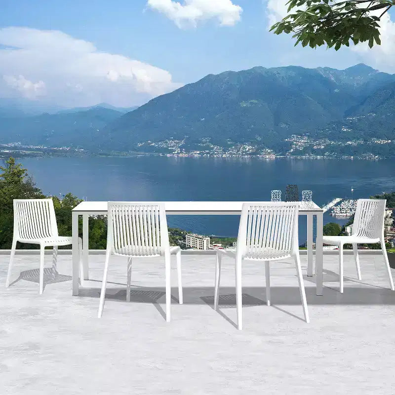 Chaises de salle à manger empilables modernes en résine plastique pour l'extérieur/l'intérieur (lot de 2)
