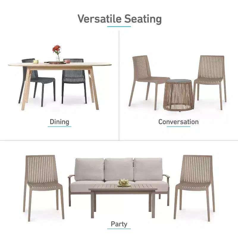 Chaises de salle à manger empilables modernes en résine plastique pour l'extérieur/l'intérieur (lot de 2)