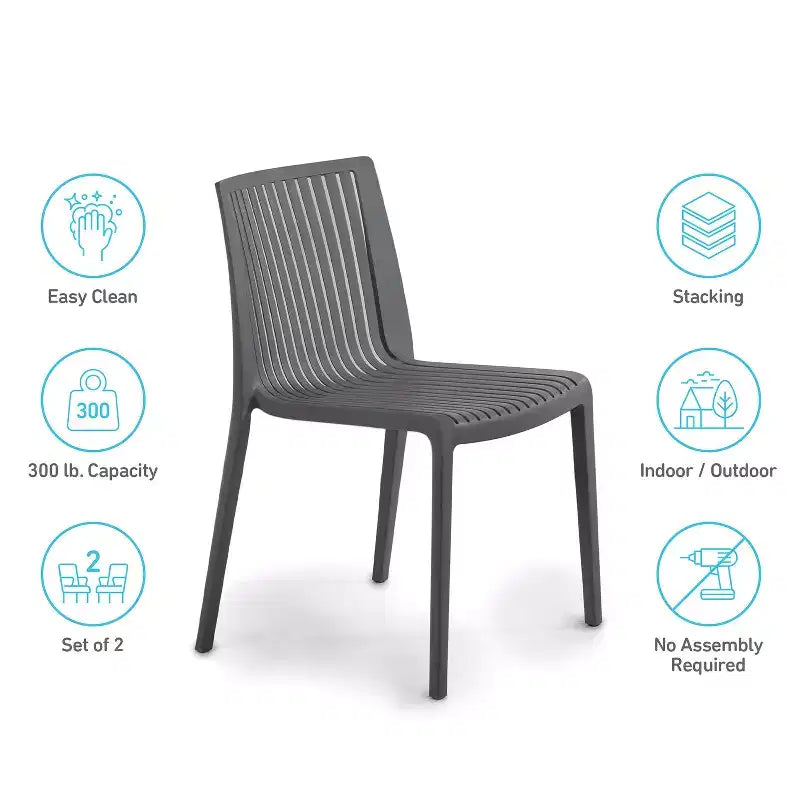 Chaises de salle à manger empilables modernes en résine plastique pour l'extérieur/l'intérieur (lot de 2)
