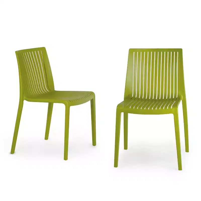 Chaises de salle à manger empilables modernes en résine plastique pour l'extérieur/l'intérieur (lot de 2)