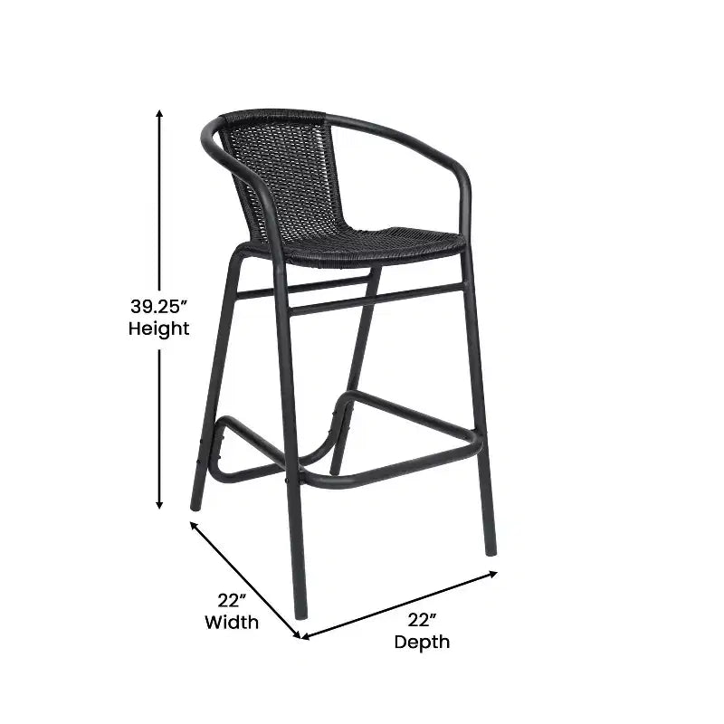 Tabouret de bar en rotin style restaurant, intérieur/extérieur