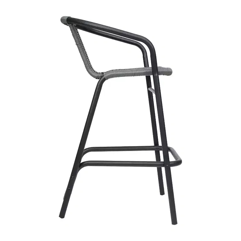 Tabouret de bar en rotin style restaurant, intérieur/extérieur